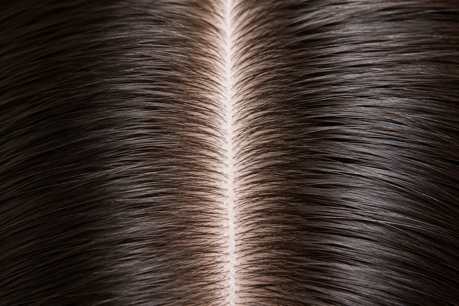 Close-up of a healthy scalp parting, illustrating the kind of scalp health HydraScalp® aims to support